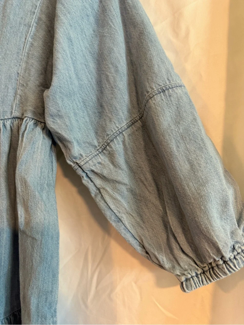 Old Navy Light Blue Denim Tiered Dress with Button Placket